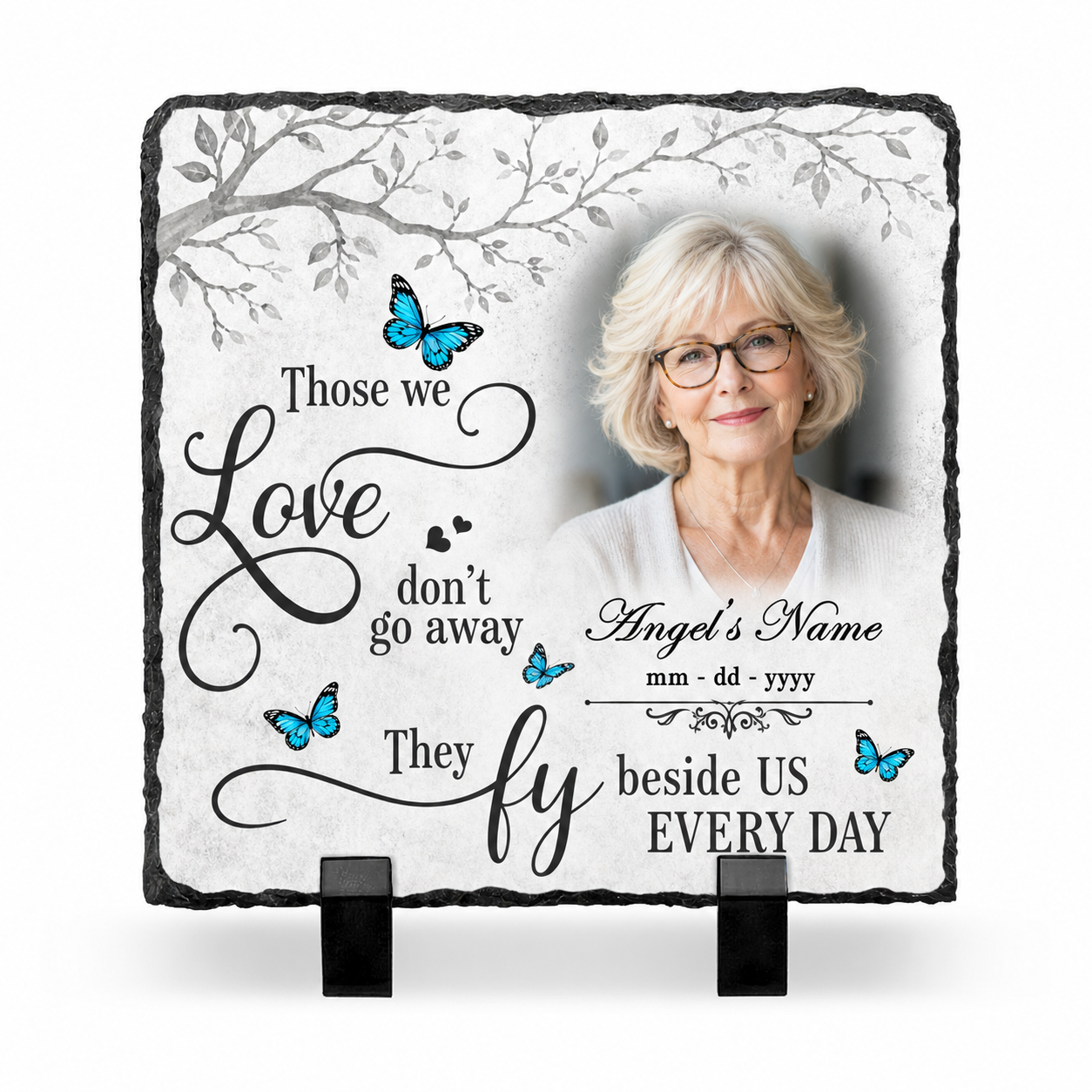 Personalized Memorial Garden Stone with Photo, Butterfly Sympathy Gift for Loved One - Image 1 | VNMGSREPR1-6IN-EHIEU_AI_0455 VNMGSREPR1-8IN-EHIEU_AI_0455