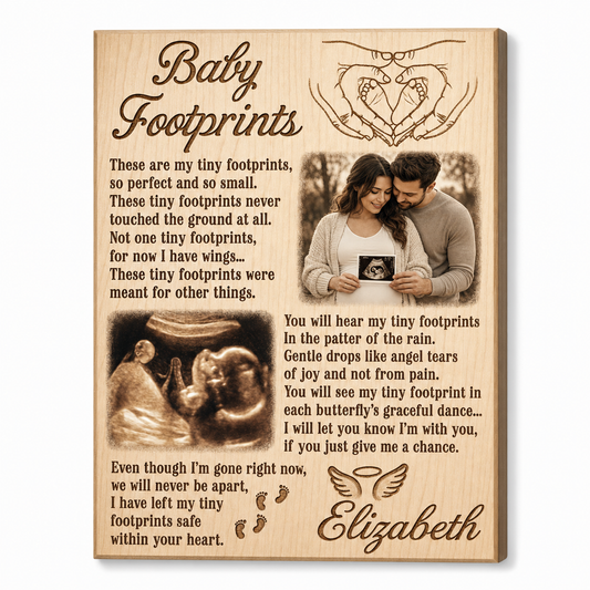 Personalized Baby Footprints Memorial Wall Canvas for Pregnancy & Infant Loss Remembrance - Image 1