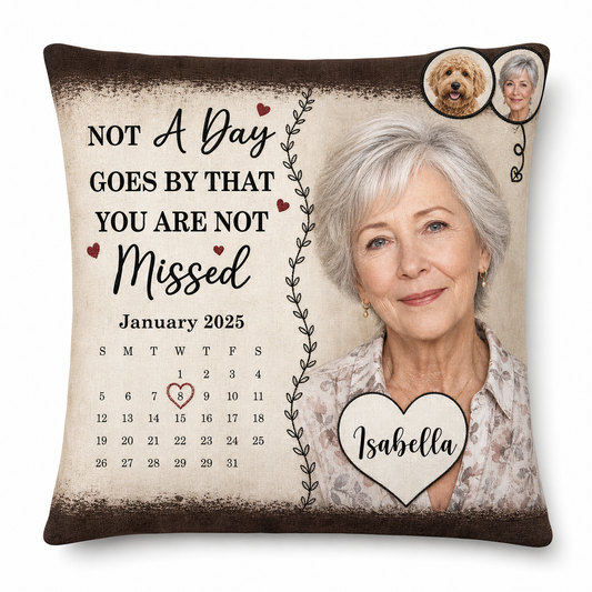 Personalized Memorial Photo Pillow Calendar Date Remembrance Gift for Loss of Loved One - Image 1