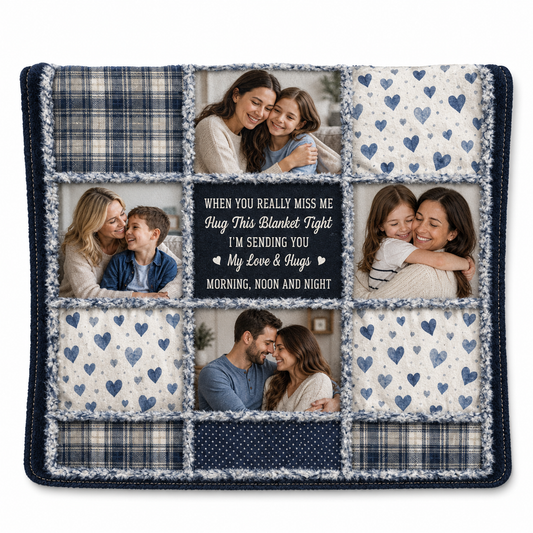 Personalized Photo Collage Memorial Fleece Blanket - When You Really Miss Me Family Gift - Image 1