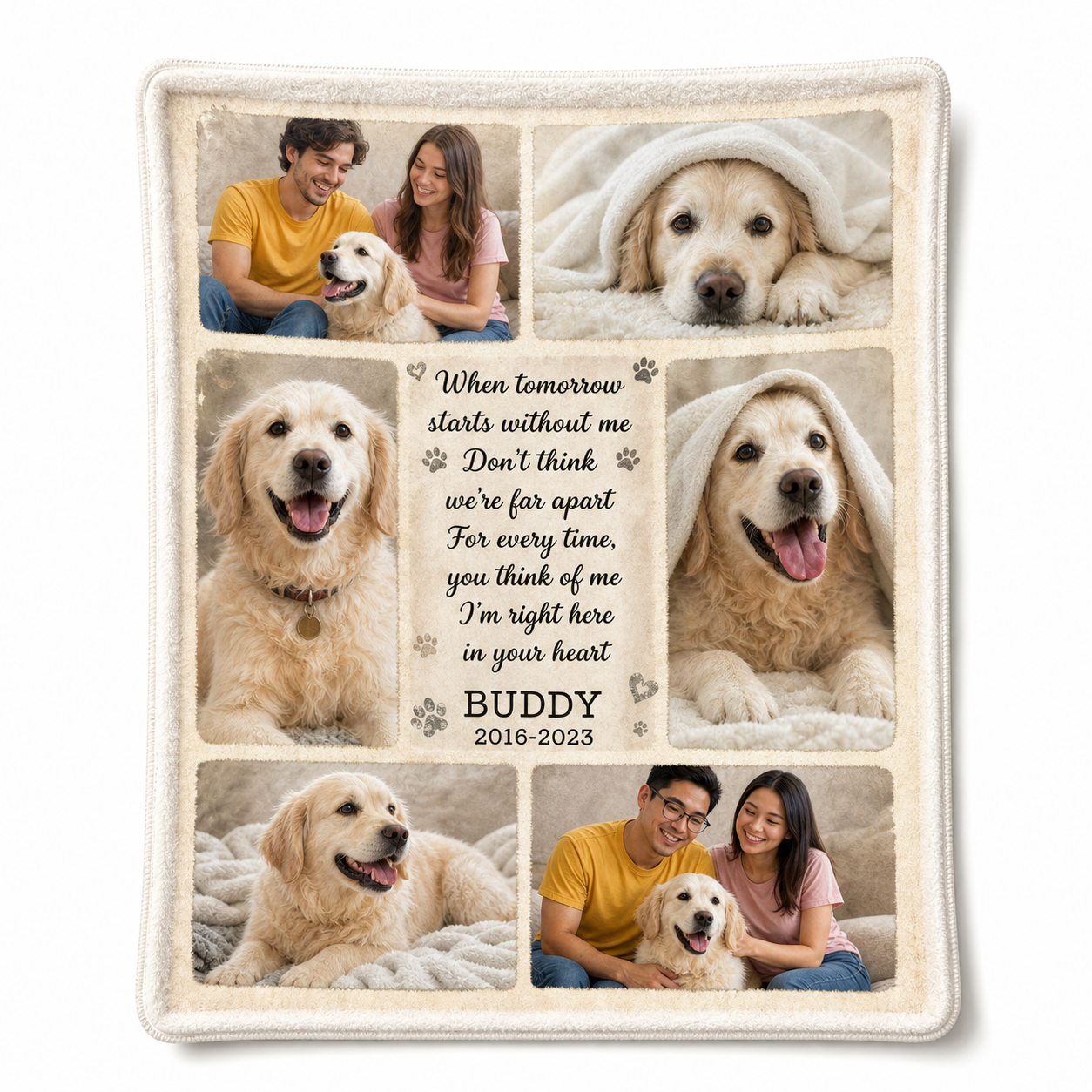 Personalized Pet Memorial Photo Fleece Blanket - Dog Loss Remembrance Gift for Owners - Image 1