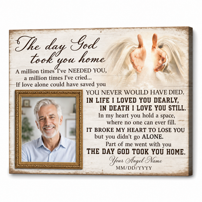 Personalized Memorial Wall Canvas with Photo Christian Sympathy Gift for Loss of Loved One - Image 1