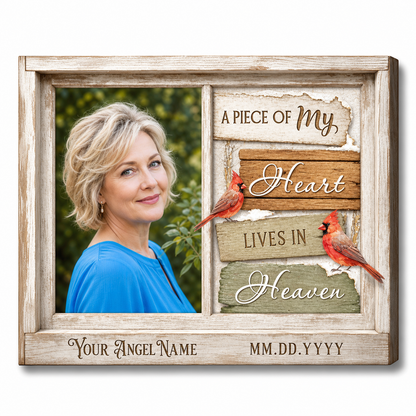 Personalized Memorial Photo Canvas Wall Art with Red Cardinals - Loss of Loved One Sympathy Remembrance Gift - Image 1