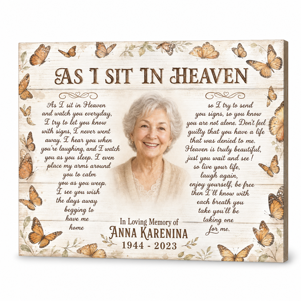 Personalized In Loving Memory Canvas Print Custom Photo Memorial Wall Art Gift - Image 1