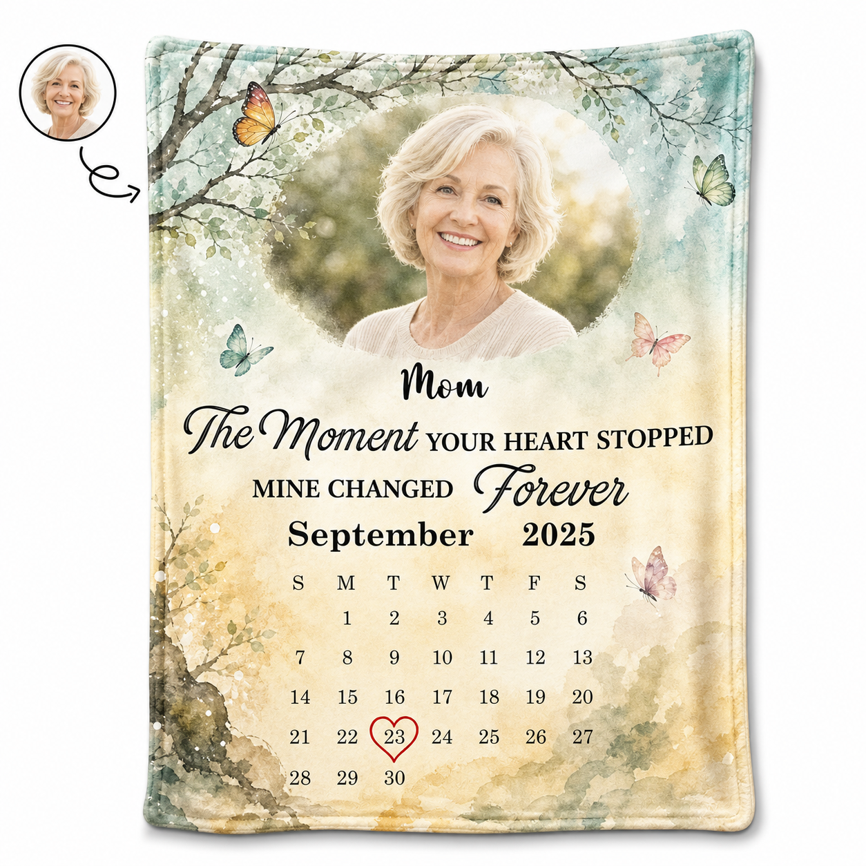 Personalized Memorial Photo Calendar Fleece Blanket for Loss of Mom, Mother Remembrance Gift - Image 1