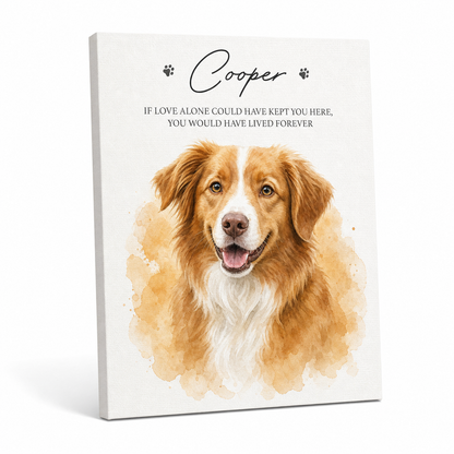 Personalized Dog Memorial Portrait Watercolor Wall Canvas, Pet Loss Gift - Image 1