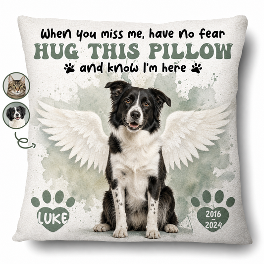 Personalized Pet Memorial Pillow with Photo - Custom Dog Cat Angel Wings Remembrance Gift - Image 1