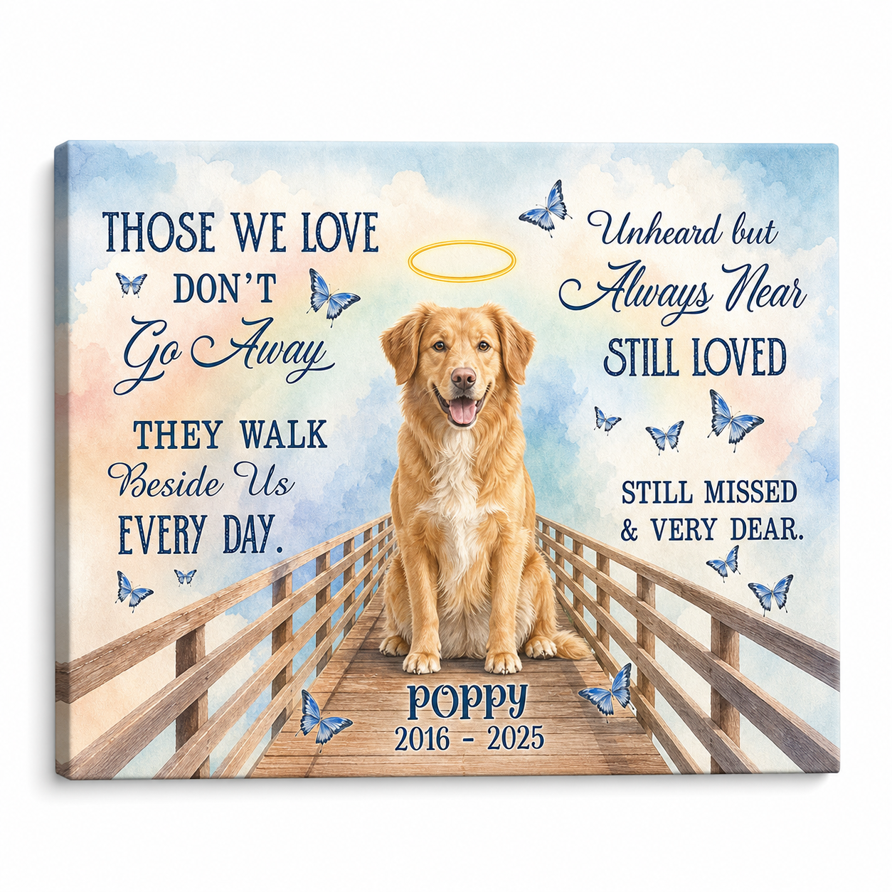 Personalized Pet Memorial Wall Canvas with Photo, Name & Years - Dog Loss Sympathy Gift - Image 1