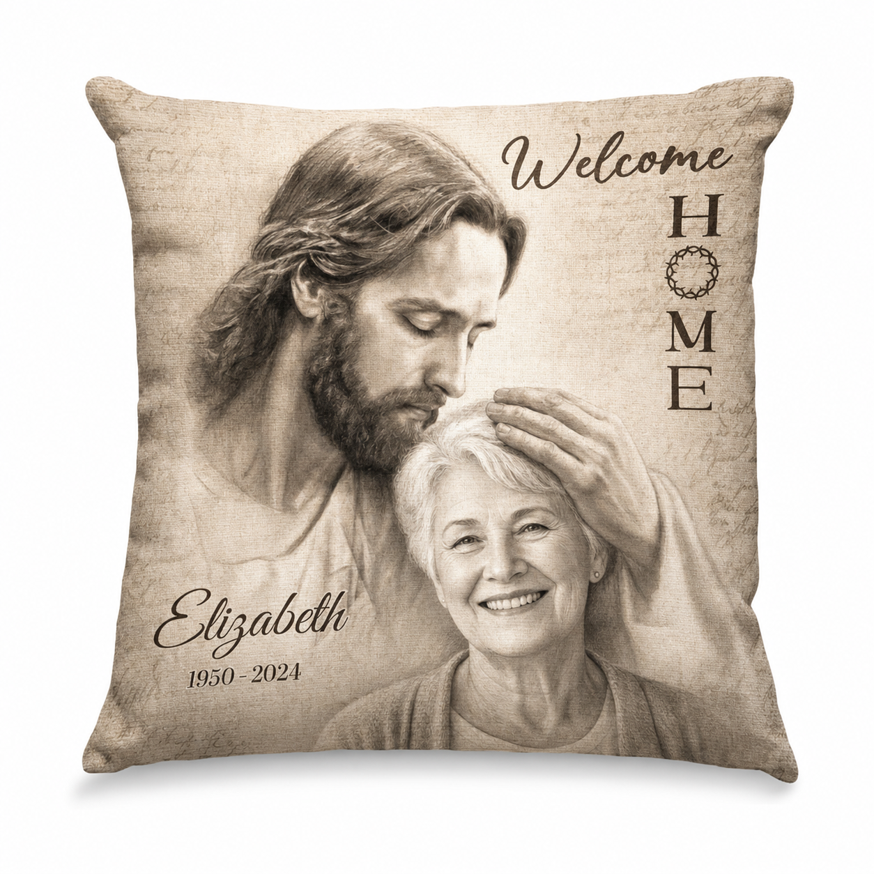 Personalized Memorial Photo Pillow - Christian Welcome Home Sympathy Gift for Family - Image 1
