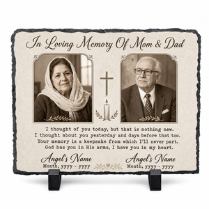 Personalized Memorial Slate Stone for Loss of Parents – Custom Photo Plaque Mom Dad Gift - Image 1