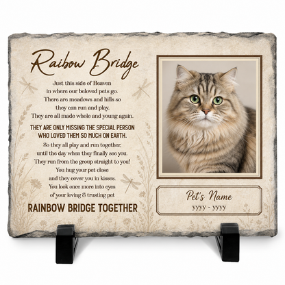 Personalized Rainbow Bridge Cat Memorial Garden Stone Rectangle for Pet Loss Gift - Image 1 | VNMGSREPR1-6IN-EHIEU_AI_0481 VNMGSREPR1-8IN-EHIEU_AI_0481