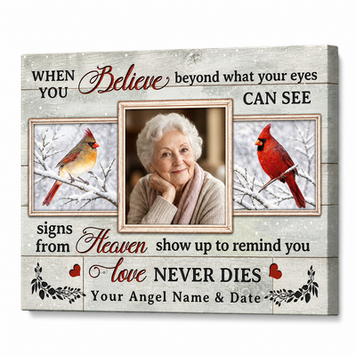 Personalized Cardinal Memorial Canvas Photo Gift for Loss of Loved One - Image 1