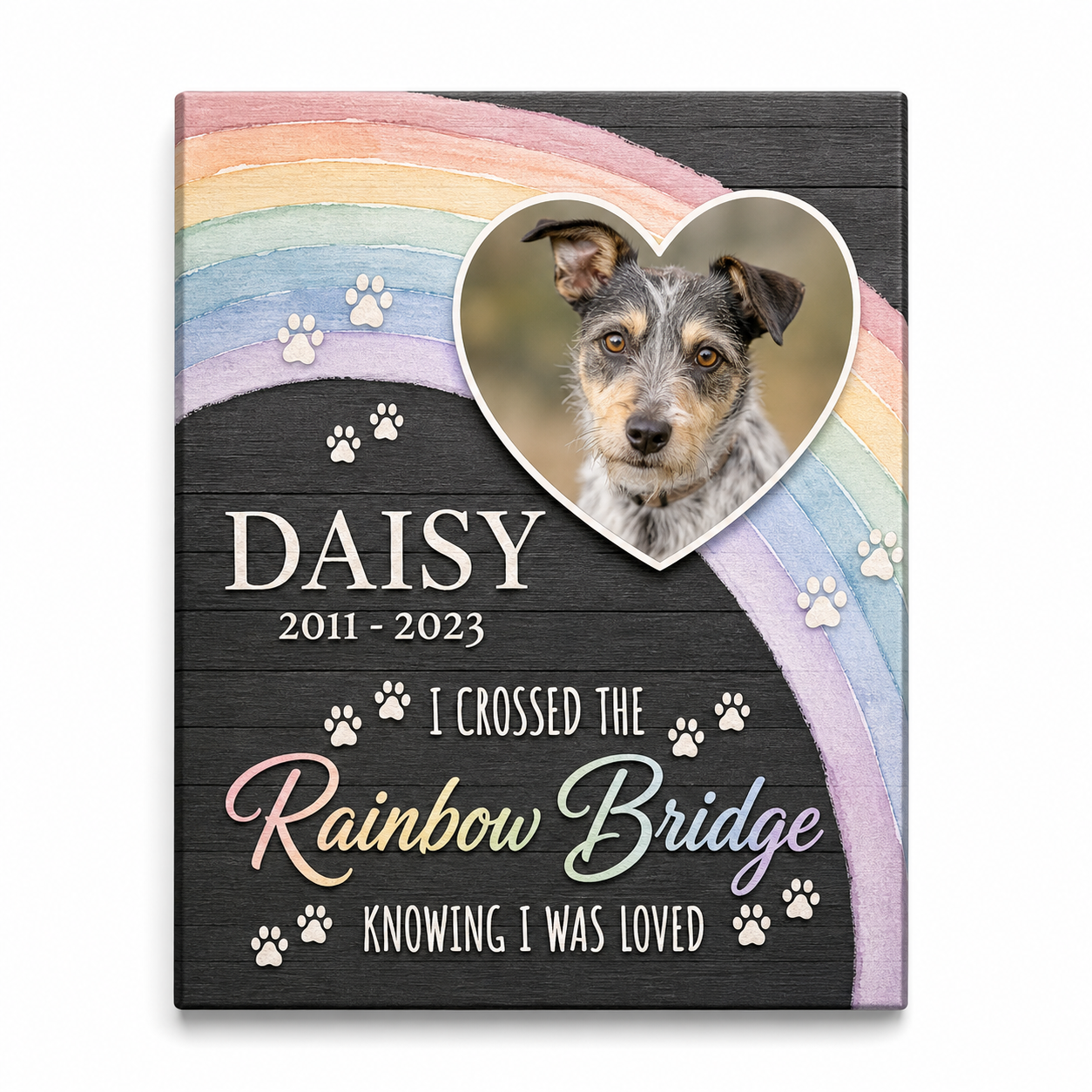 Personalized Pet Memorial Wall Canvas Rainbow Bridge Dog Loss Gift Sign - Image 1