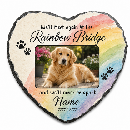 Personalized Dog Memorial Garden Stone, Pet Loss Gift, Rainbow Bridge Slate - Image 1 | VNMGSREPR1-6IN-EHIEU_AI_0490 VNMGSREPR1-8IN-EHIEU_AI_0490