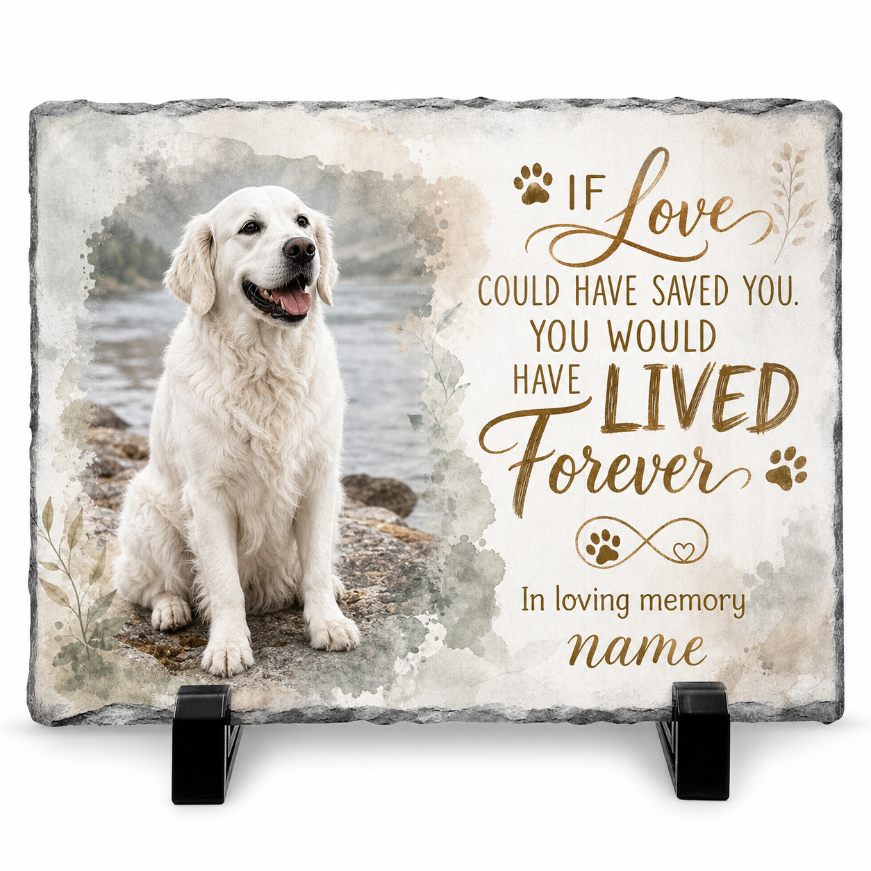 Personalized Dog Memorial Garden Stone Rectangle Slate Plaque – Pet Loss Gift - Image 1 | VNMGSREPR1-6IN-EHIEU_AI_0473 VNMGSREPR1-8IN-EHIEU_AI_0473