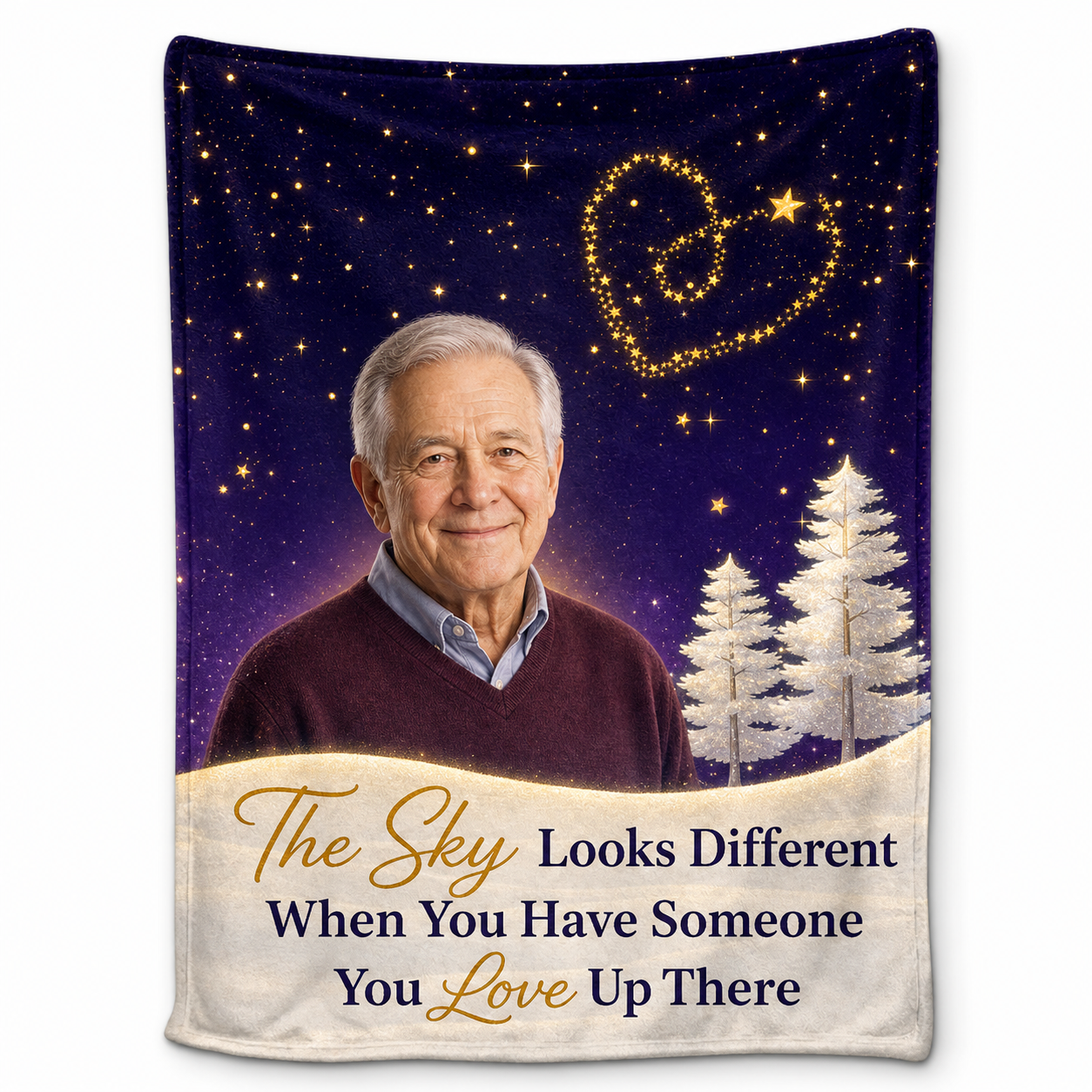 Personalized Memorial Photo Fleece Blanket - Sky Looks Different Loss of Loved One Gift - Image 1