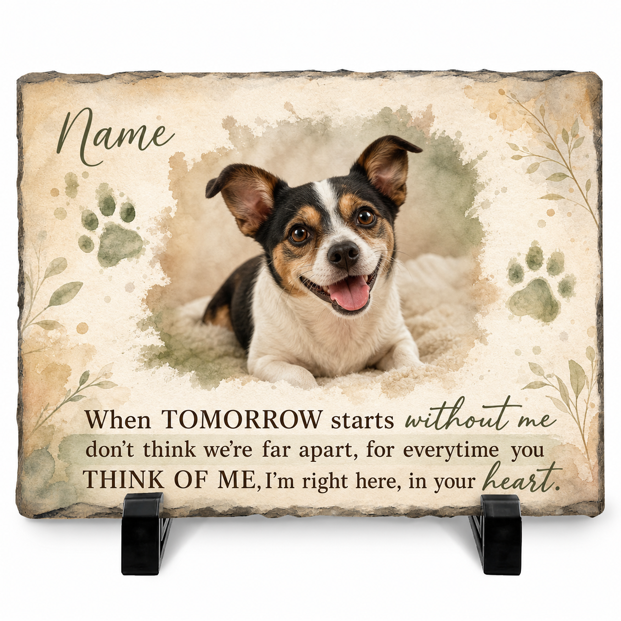 Personalized Dog Memorial Garden Stone With Photo, Pet Loss Sympathy Gift - Image 1 | VNMGSREPR1-6IN-EHIEU_AI_0475 VNMGSREPR1-8IN-EHIEU_AI_0475