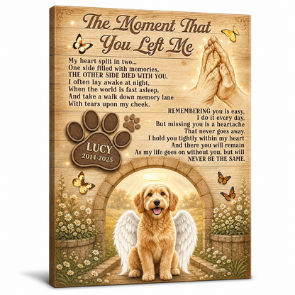 Personalized Dog Memorial Canvas Wall Art - Pet Loss Remembrance Gift with Angel Wings - Image 1