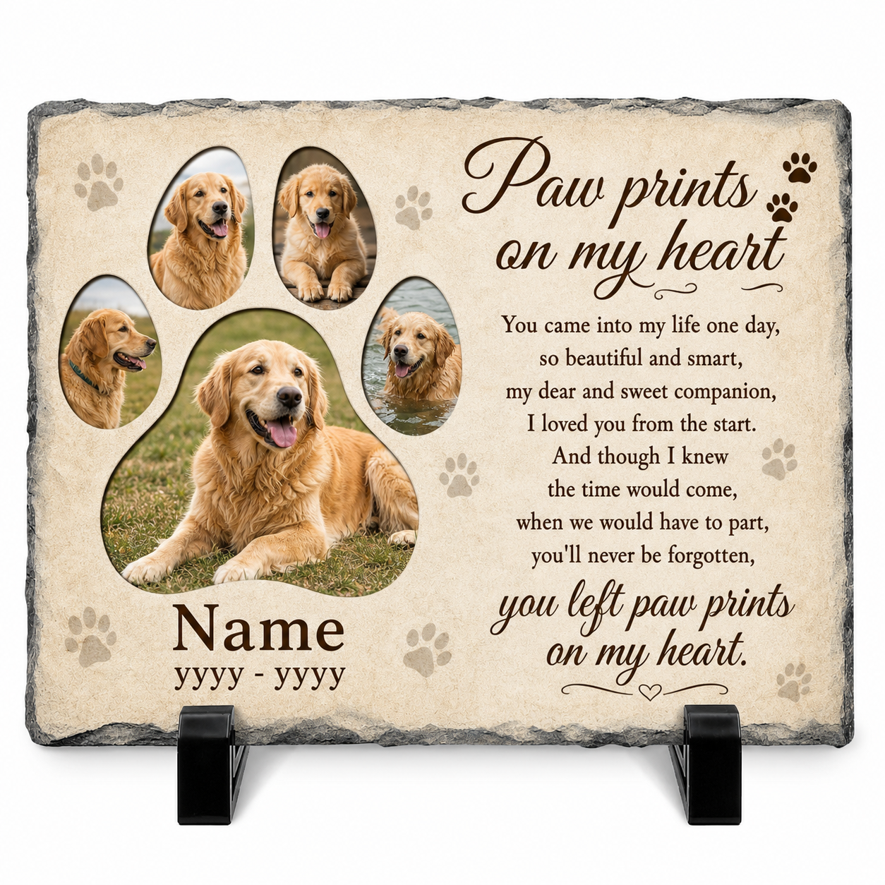 Personalized Dog Photo Memorial Garden Stone – Pet Loss Remembrance Slate - Image 1 | VNMGSREPR1-6IN-EHIEU_AI_0443 VNMGSREPR1-8IN-EHIEU_AI_0443