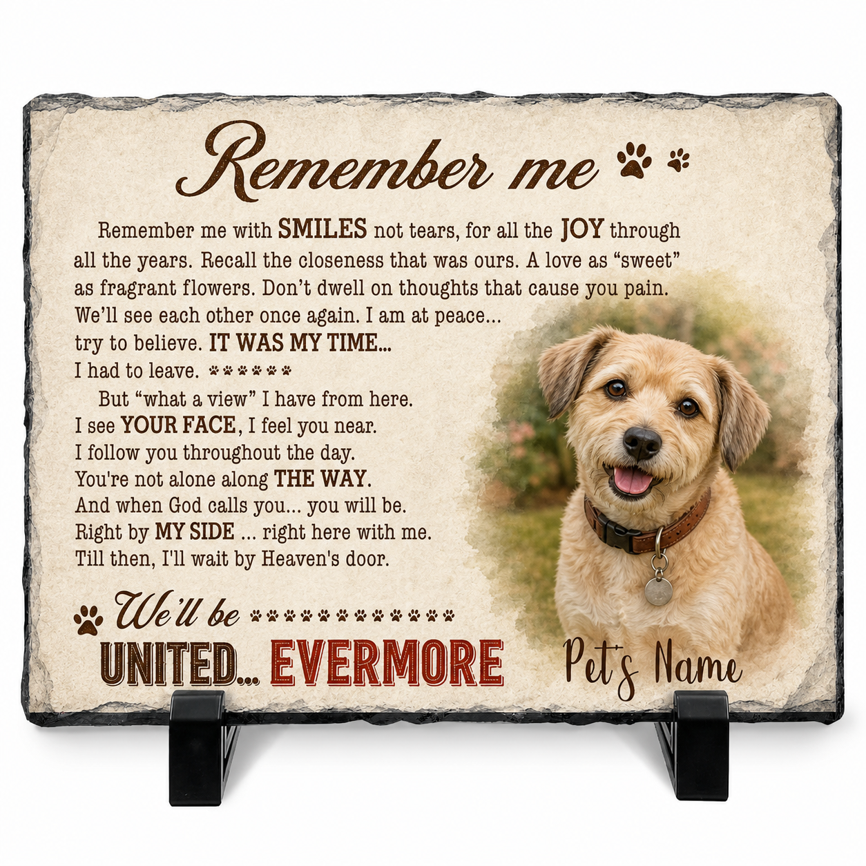 Personalized Dog Memorial Garden Stone – Custom Pet Photo Slate for Pet Loss - Image 1 | VNMGSREPR1-6IN-EHIEU_AI_0445 VNMGSREPR1-8IN-EHIEU_AI_0445