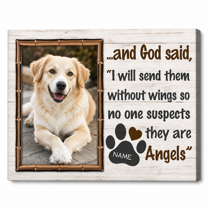 Personalized Dog Memorial Canvas Custom Pet Photo Wall Art God Said Angels Gift - Image 1