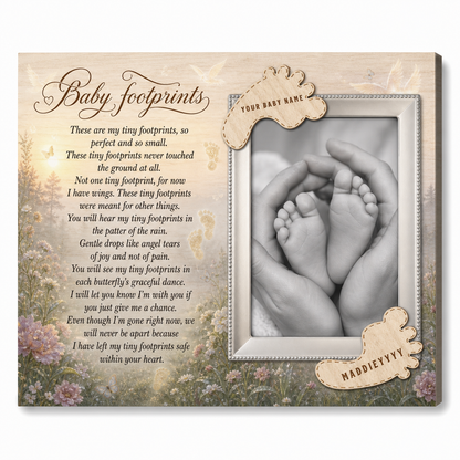 Personalized Baby Footprints Memorial Canvas | Infant Loss Keepsake Art - Image 1
