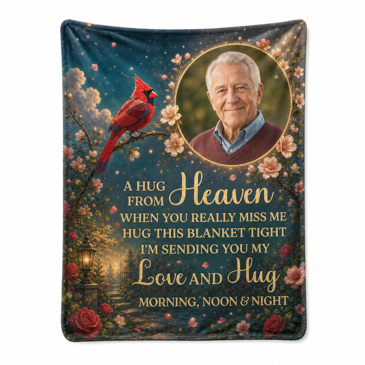 Personalized Photo A Hug From Heaven Memorial Fleece Blanket - Sympathy Remembrance Gift - Image 1
