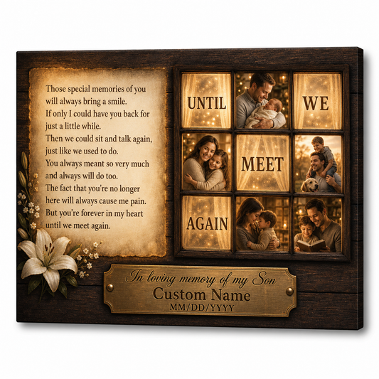 Personalized Loss of Son Memorial Wall Canvas Photo Collage Remembrance Sympathy Gift - Image 1