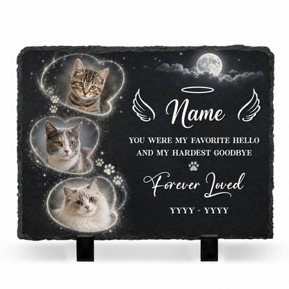 Personalized Cat Memorial Slate Stone Plaque with Photos – Custom Pet Loss Gift - Image 1 | VNMGSREPR1-6IN-EHIEU_AI_0431 VNMGSREPR1-8IN-EHIEU_AI_0431