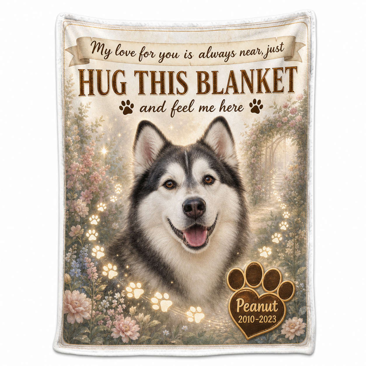 Personalized Pet Memorial Photo Fleece Blanket - Dog Cat Loss Sympathy Gift, Custom Name & Years - Image 1
