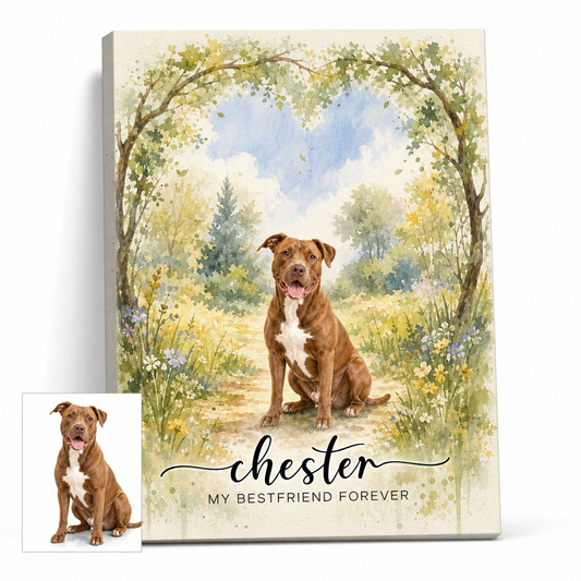 Personalized Pet Memorial Wall Canvas Custom Dog Portrait My Bestfriend Forever Art - Image 1