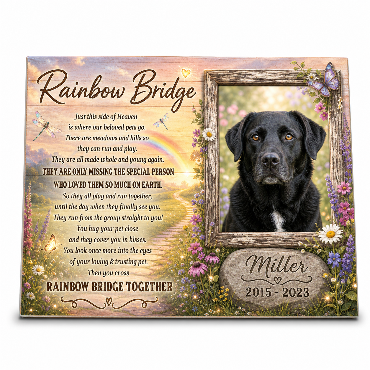 Personalized Dog Memorial Rainbow Bridge Wall Canvas - Custom Pet Photo Remembrance Gift - Image 1