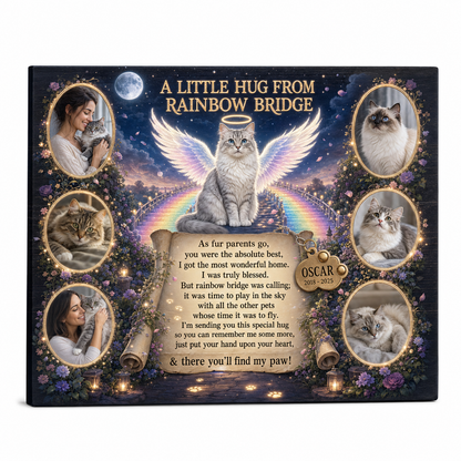 Personalized Cat Memorial Wall Canvas - Rainbow Bridge Pet Loss Photo & Name Gift - Image 1