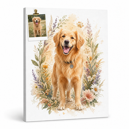 Personalized Watercolor Pet Portrait Canvas Wall Art Dog Memorial Gift - Image 1