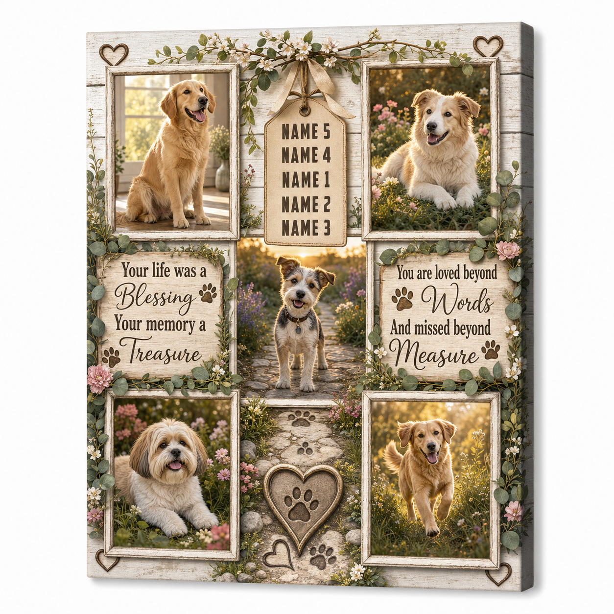 Personalized Pet Memorial Photo Collage Wall Canvas for Dog Owners Remembering Beloved Pets - Image 1