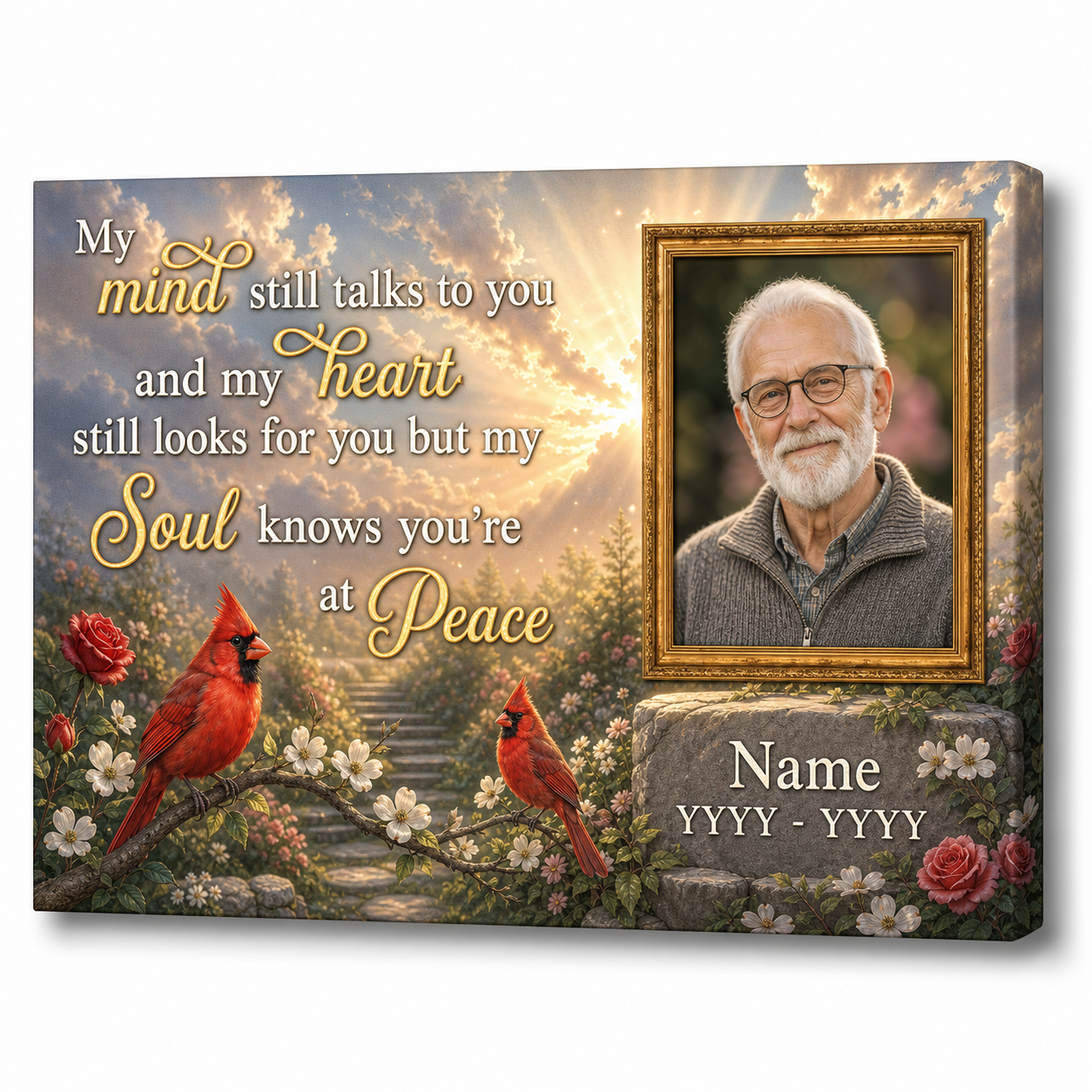 Personalized Memorial Cardinal Wall Canvas for Loss of Loved One Sympathy Remembrance Gift - Image 1
