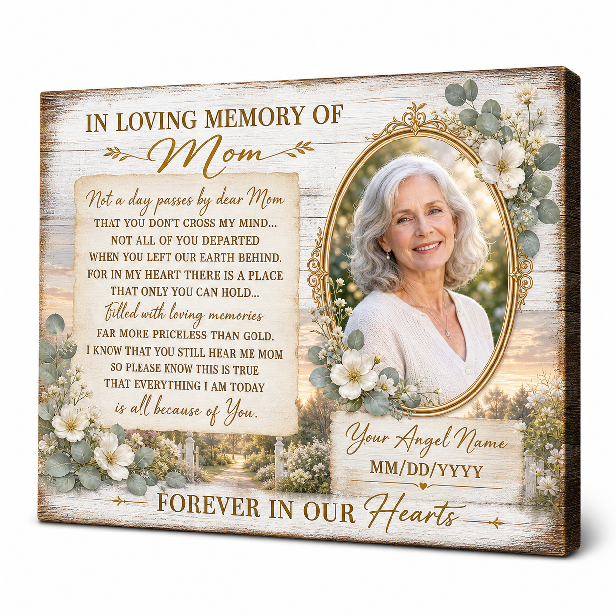 Personalized Memorial Wall Canvas for Loss of Mother, In Loving Memory of Mom Sympathy Gift - Image 1