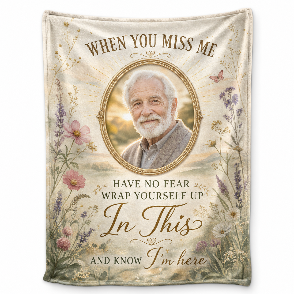 Personalized Memorial Photo Fleece Blanket - When You Miss Me Sympathy Gift for Loss of Loved One - Image 1