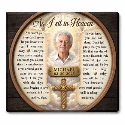 Personalized As I Sit in Heaven Memorial Canvas – Christian Sympathy Gift for Loss - Image 1