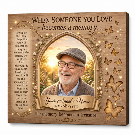 Personalized Memorial Photo Wall Canvas Sympathy Gift for Loss of Loved One - Image 1