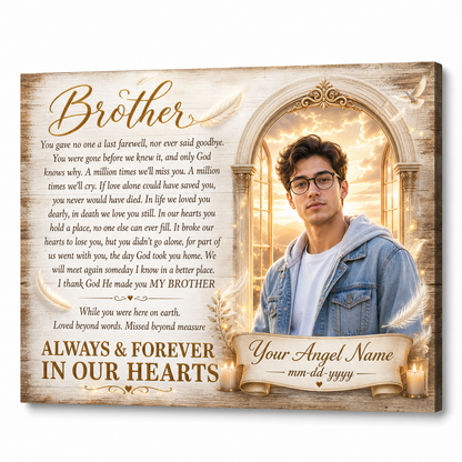 Personalized Brother Memorial Wall Canvas – Sympathy Gift for Loss of Brother - Image 1