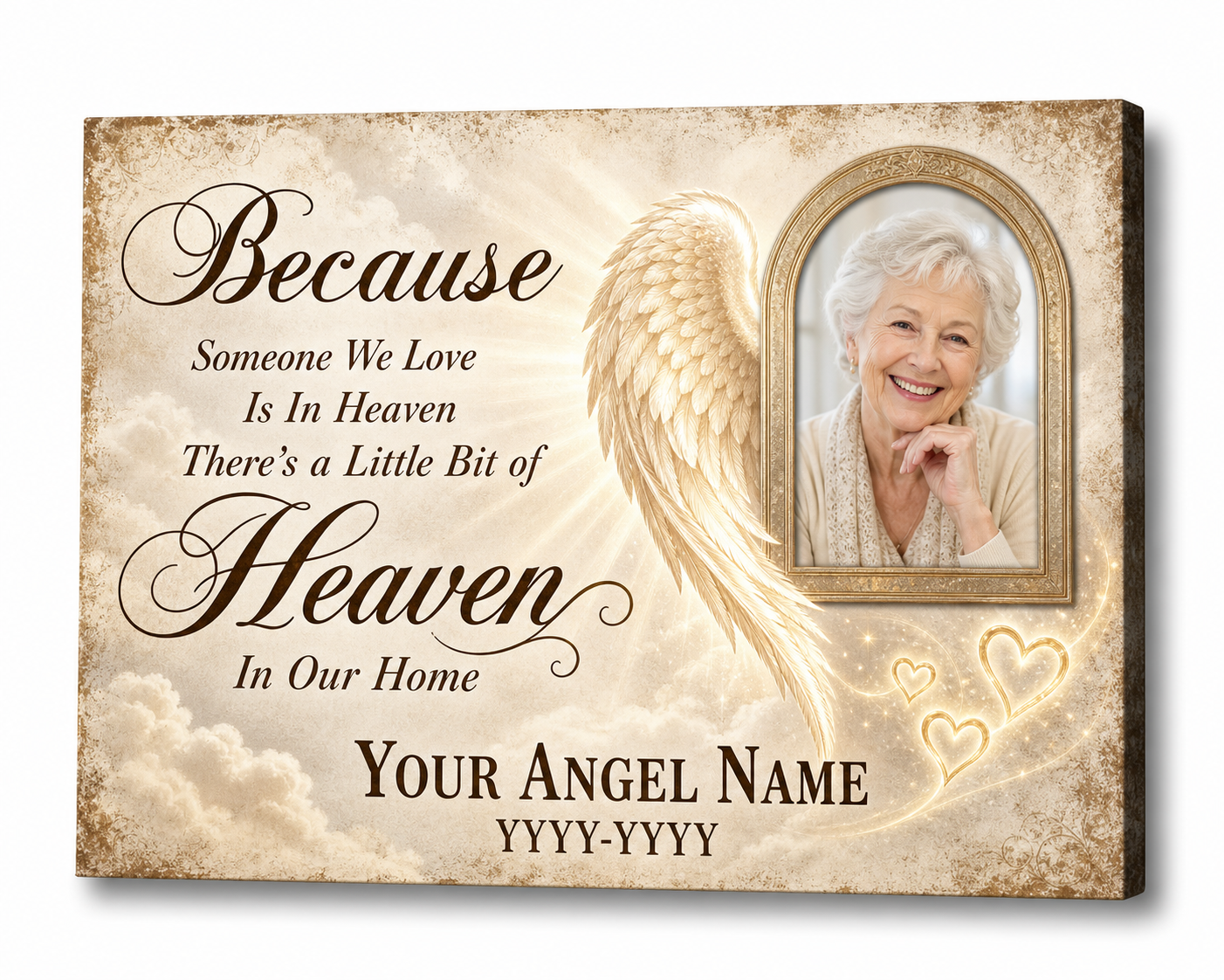 Personalized Memorial Angel Wings Photo Wall Canvas - Sympathy Gift in Memory of a Loved One - Image 1