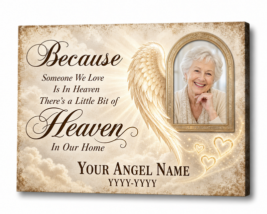 Personalized Memorial Angel Wings Photo Wall Canvas - Sympathy Gift in Memory of a Loved One - Image 1