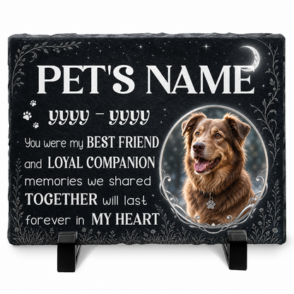 Personalized Dog Memorial Garden Stone with Photo – Pet Loss Slate Gift - Image 1 | VNMGSREPR1-6IN-EHIEU_AI_0449 VNMGSREPR1-8IN-EHIEU_AI_0449