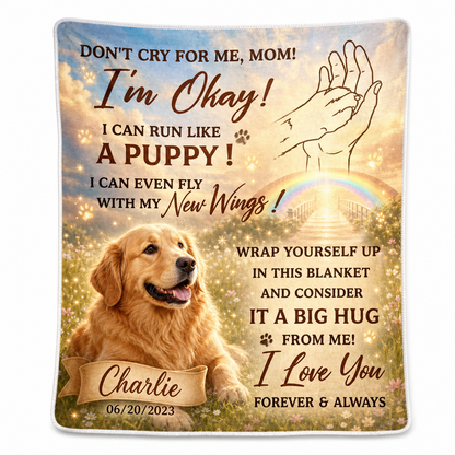 Personalized Dog Memorial Fleece Blanket - Custom Photo Pet Loss Sympathy Gift for Dog Mom - Image 1