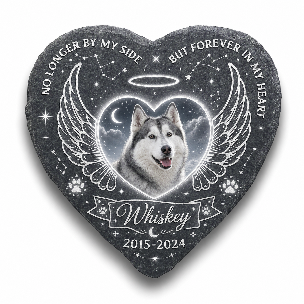Personalized Dog Memorial Heart Stone – Custom Pet Loss Garden Keepsake Gift - Image 1 | VNMGSREPR1-6IN-EHIEU_AI_0418 VNMGSREPR1-8IN-EHIEU_AI_0418