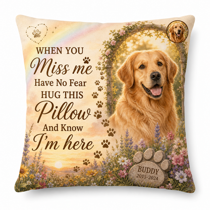Personalized Dog Memorial Pillow with Photo and Name - Custom All Over Printed Pet Loss Keepsake - Image 1
