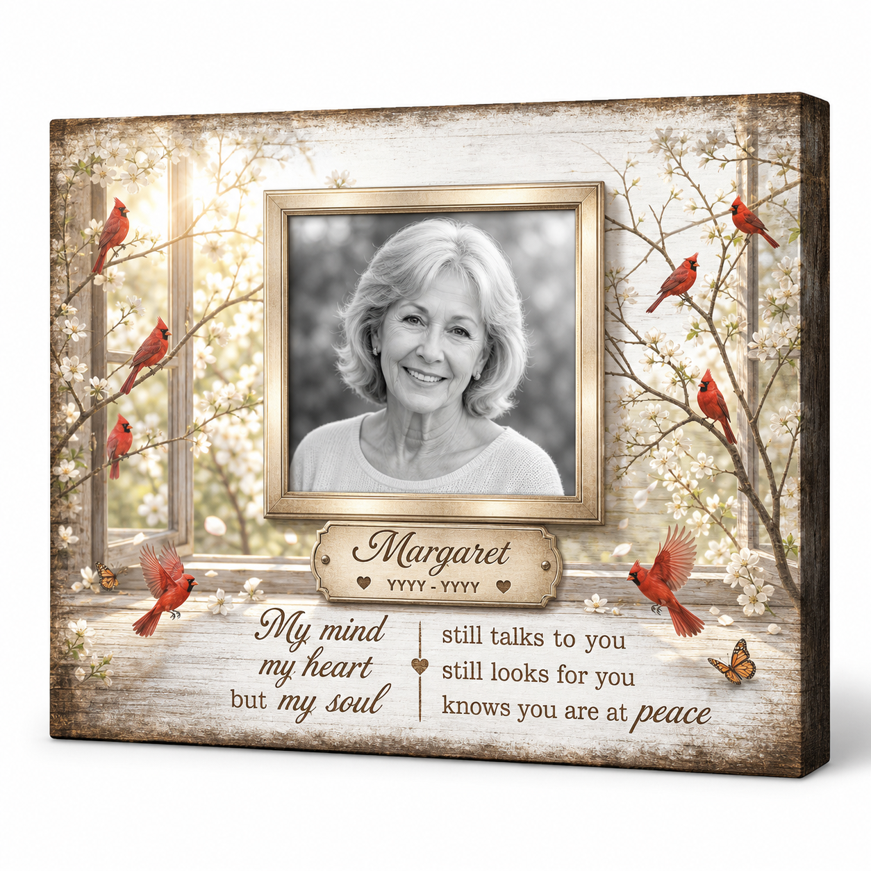Personalized Memorial Cardinal Wall Canvas Photo Keepsake For Loss Of Mother Or Loved One - Image 1