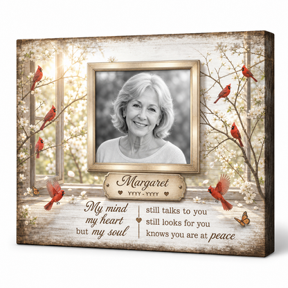 Personalized Memorial Cardinal Wall Canvas Photo Keepsake For Loss Of Mother Or Loved One - Image 1
