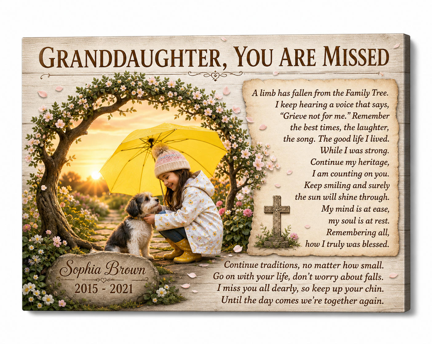 Personalized Memorial Canvas for Granddaughter Custom Photo Wall Art Gift - Image 1